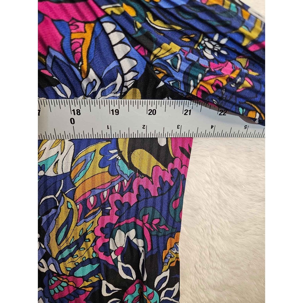 Melissa Paige Sz PS Floral Pleated Layering Blouse Ruffle Neck Flowy Sleeve #558 - Picture 8 of 10